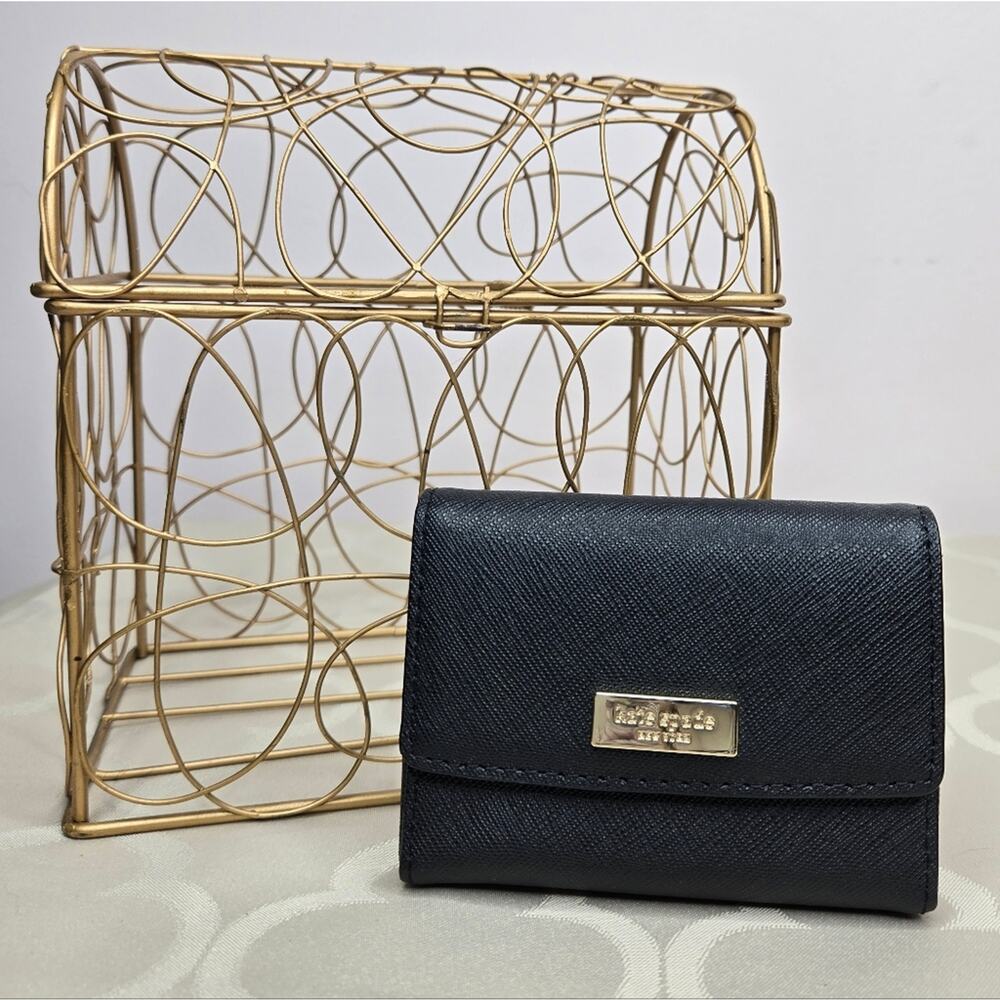 KATE SPADE Black Saffiano Leather Card Holder Wallet